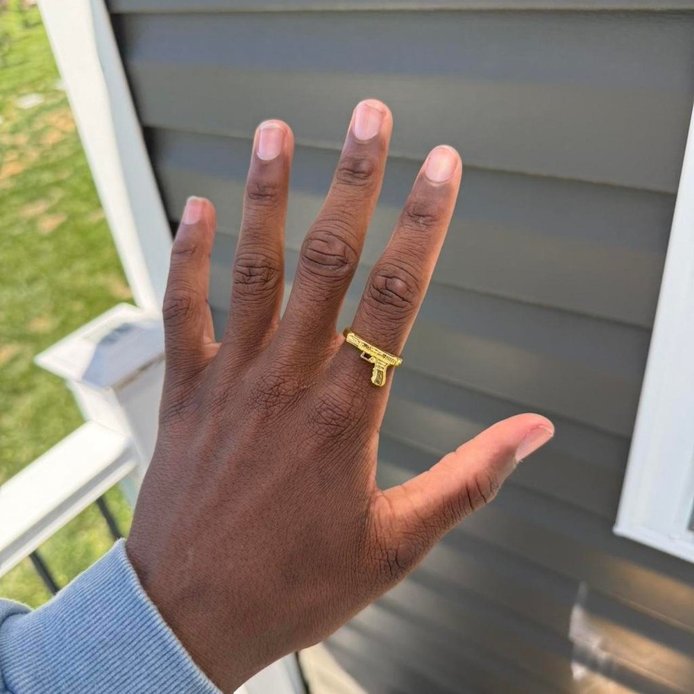 Gold Pistol Ring Handgun Streetwear Y2K Accessory Sizes 8 9 10